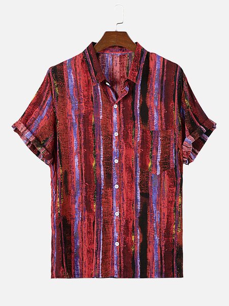 Men's Striped Printed Casual Loose Lapel Short Sleeve Shirt, Red, Shirts & Blouse
Men's Striped Printed Casual Loose Lapel Short Sleeve Shirt, Red, Shirts & Blouse