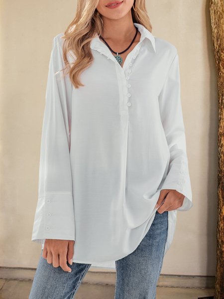 White Long Sleeve Shift Top, Tops