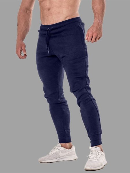 Casual Drawstring Sweatpants, Navyblue, Men's pants