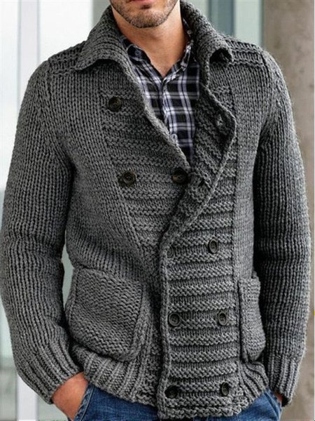 Vintage Solid Sweater, Gray, Men's Clothing
