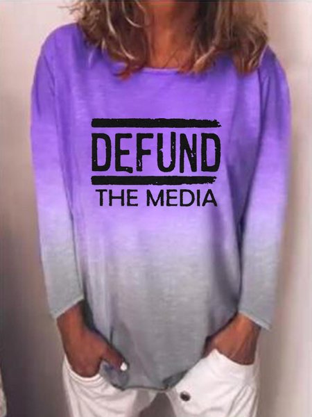 Defund The Media Long-Sleeved Gradient T-shirt & Tops, Purple, Tops
Defund The Media Long-Sleeved Gradient T-shirt & Tops, Purple, Tops