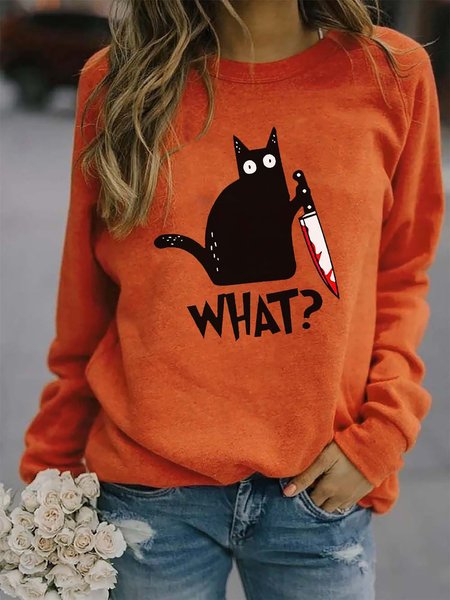 Halloween Funny Murderous Cat Print Casual Sweatshirts, Orange, Sweatshirts & Hoodies
Halloween Funny Murderous Cat Print Casual Sweatshirts, Orange, Sweatshirts & Hoodies