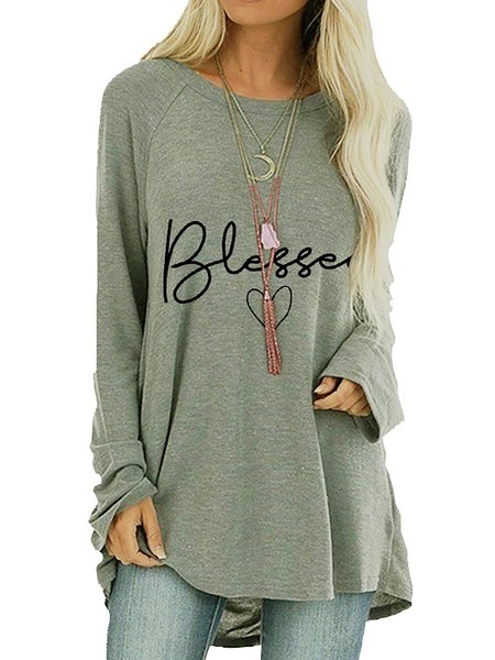 Long Sleeve Casual Shirts & Tops, Silver grey, Tops