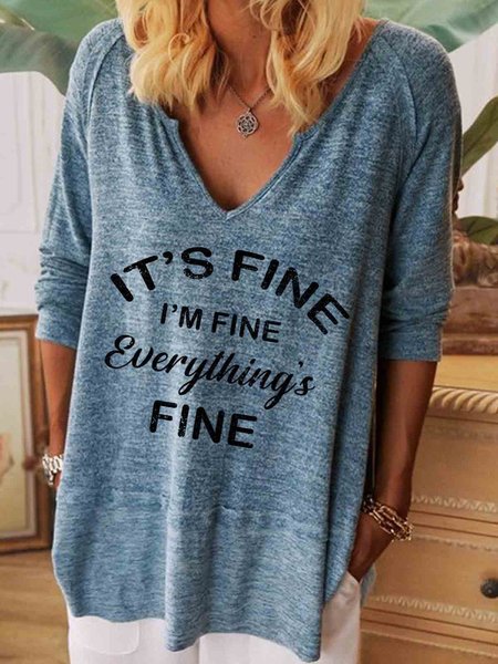 I'm Fine Letter Print Women Plus Size V-Neck Long Sleeve Shift Vintage Shirt & Top, Blue, Hoodies&Sweatshirts
I'm Fine Letter Print Women Plus Size V-Neck Long Sleeve Shift Vintage Shirt & Top, Blue, Hoodies&Sweatshirts