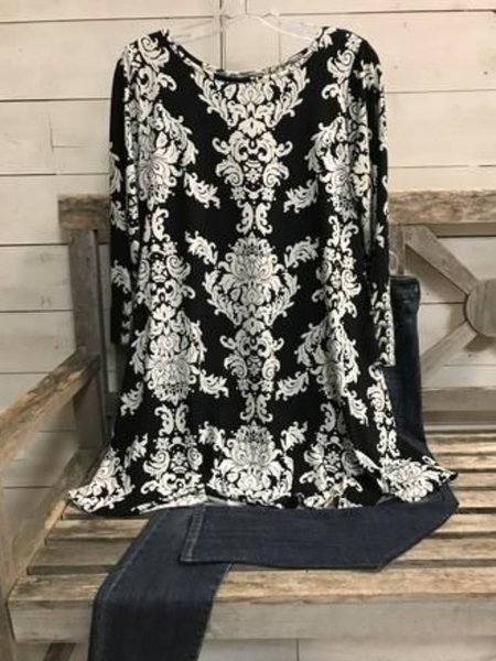 Casuale Maniche Lunghe Girocollo Taglia Grande Stampato Top, Nero, Blouses & Shirts
Casuale Maniche Lunghe Girocollo Taglia Grande Stampato Top, Nero, Blouses & Shirts