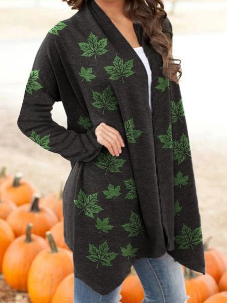 Cotton-Blend Striped Casual Jacket, Green, Cardigans