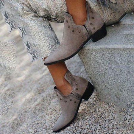 Leather Winter Boots, Gray, Boots