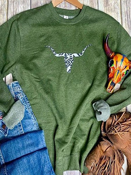 Green Abstract Casual Shift Crew Neck Sweatshirt, Hoodies & Sweatshirts