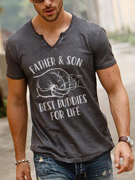 Father & Son Best Buddies For Life Men's Fashion Print Tee, Gray, Auto-Clearance