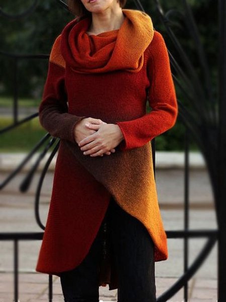 Orange Long Sleeve Flounce Jacket, Coats