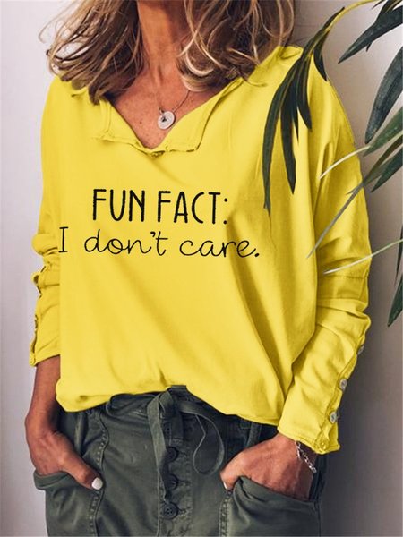 Fun Fact I Don't Care Solid Color Loose V Neck Blouses, Yellow, Hoodies & Sweatshirts
Fun Fact I Don't Care Solid Color Loose V Neck Blouses, Yellow, Hoodies & Sweatshirts