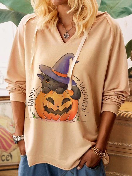 Pink Sweet & Cute Animal V Neck Sweatshirt, Tops