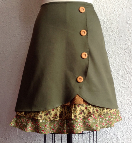 Vintage Mini Gonna Verde A-line Misto Cotone, Dresses