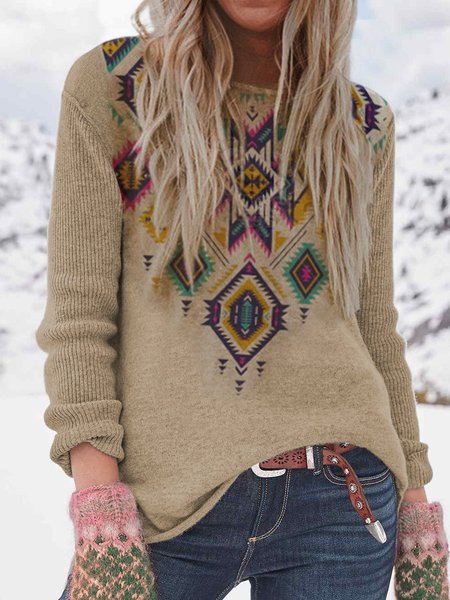 Cachi Casuale Stampato Floreale Maglione, Knitwear
