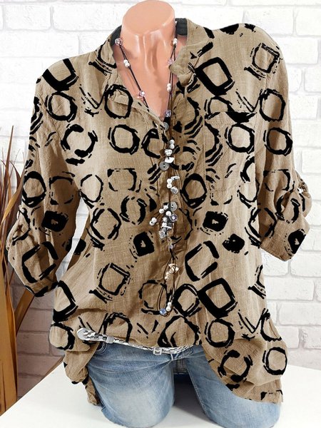 Khaki Floral-Print Shirt Collar Long Sleeve Geometric Blouse, Shirts & Blouses
Khaki Floral-Print Shirt Collar Long Sleeve Geometric Blouse, Shirts & Blouses