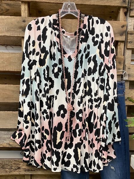 Multicolor Long Sleeve Cotton-Blend Shirts & Tops, Tees & T-shirts