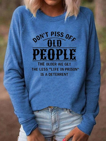 Blue Crew Neck Long Sleeve Tops, Hoodies & Sweatshirts