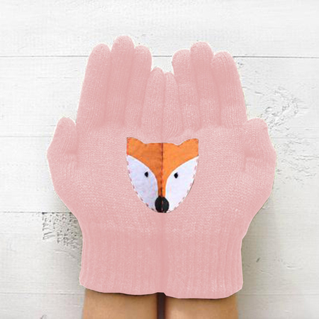 Fox Printed Gloves & Mittens, Pink, Scarves & Gloves