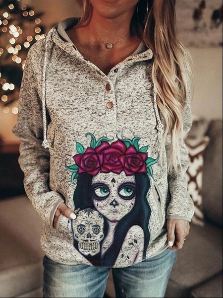 Casual Shift Long Sleeve Hoodie Sweatshirt, Color6, Hoodies & Sweatshirts