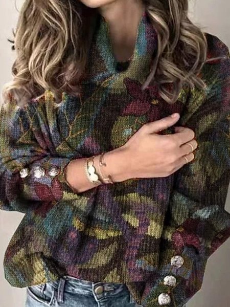 Multicolor Casual Printed Sweatshirt, Knitwear & Sweaters