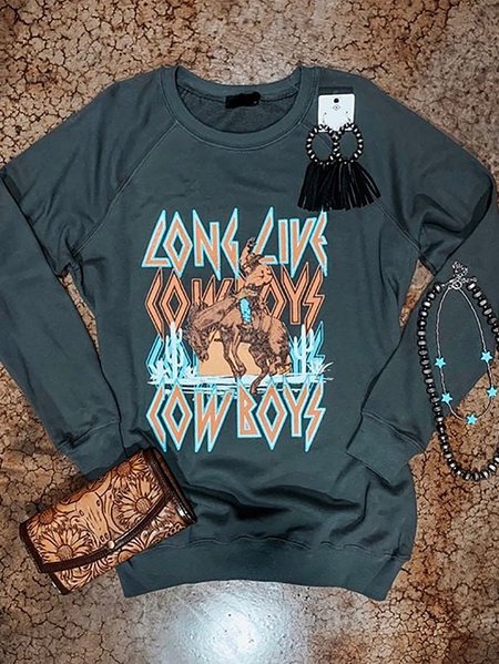 Dark Green Shift Casual Printed Sweatshirts, Sweatshirts & Hoodies
