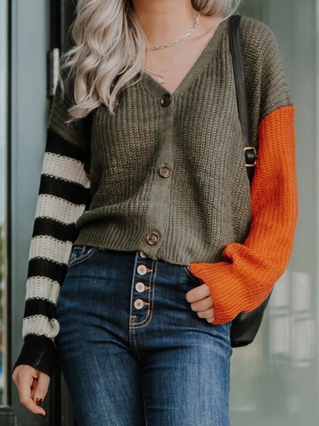 Autumn and winter stripes contrast wool knit cardigan casual loose Green Casual Stripes Sweater, Sweaters
Autumn and winter stripes contrast wool knit cardigan casual loose Green Casual Stripes Sweater, Sweaters
