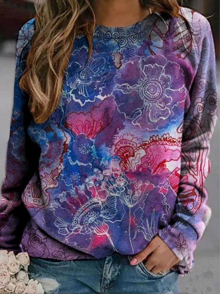 Top Girocollo Casuale, Multicolore, Hoodies & Sweatshirts