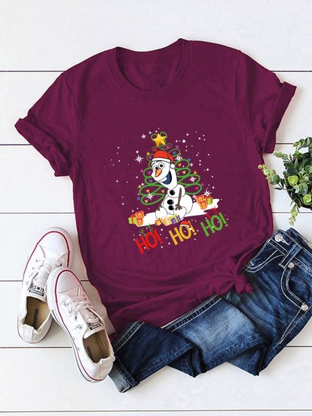 HO! HO! HO! Christmas Snowman Printed Round Neck Casual Short Sleeve T-shirt, Wine red, T-shirts
HO! HO! HO! Christmas Snowman Printed Round Neck Casual Short Sleeve T-shirt, Wine red, T-shirts