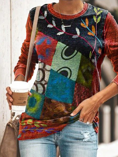 Top Casuale Stampato Floreale Girocollo Maniche Lunghe, Multicolore, Blouses & Shirts
Top Casuale Stampato Floreale Girocollo Maniche Lunghe, Multicolore, Blouses & Shirts