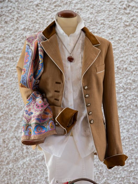 Lapel Casual Plain Paneled Fleece Coat, Khaki, Jackets