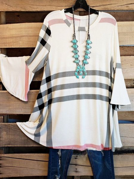 Long Sleeve Cotton-Blend Shirts & Tops, Off white, Tops