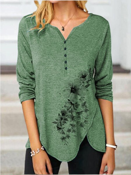 Basic T-shirt with green graphic print V-neck Floral-Print Long Sleeve T-shirt, Tees & T-shirts
Basic T-shirt with green graphic print V-neck Floral-Print Long Sleeve T-shirt, Tees & T-shirts