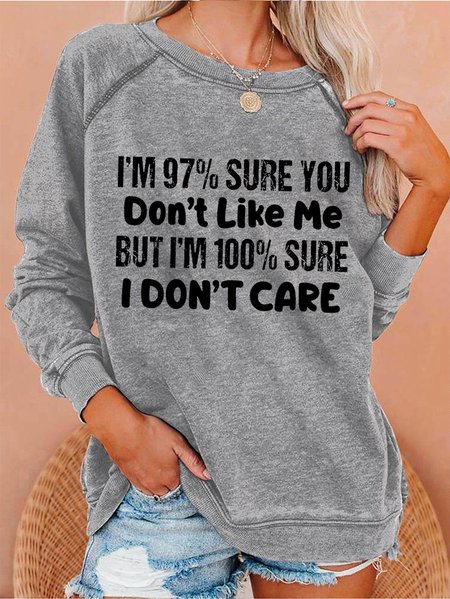 I DON'T CARE Graphic Sweatshirt, Gray, Hoodies&Sweatshirts