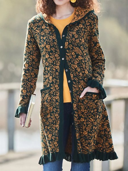 Casual Shift Long Sleeve Jacket, Black, Coats