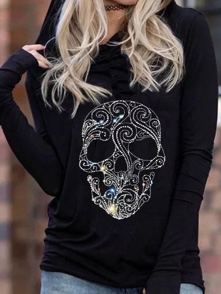 Cotton-Blend Shirts & Tops, Black, Long sleeves
