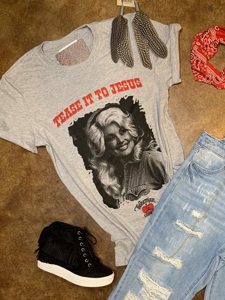 Casual Cotton-Blend Shirts & Tops, Gray, Tops