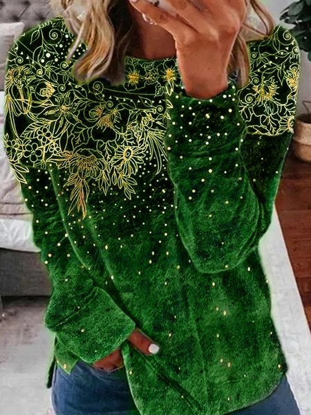 Women Casual Round Neck Green Velvet Floral Print Sweatshirts, Hoodies & Sweatshirts
Women Casual Round Neck Green Velvet Floral Print Sweatshirts, Hoodies & Sweatshirts