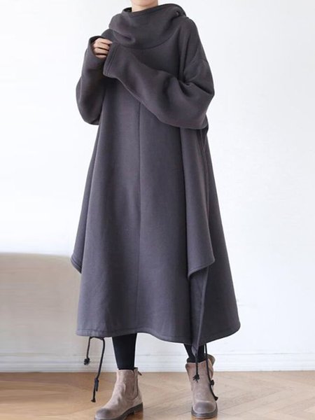 Long Sleeve Drawstring Turtleneck Cocoon Weaving Dress, Deep gray, Dresses
Long Sleeve Drawstring Turtleneck Cocoon Weaving Dress, Deep gray, Dresses