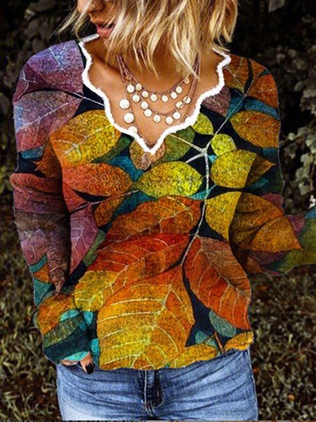 Multicolor Leaves Printed V Neck Long Sleeve Casual Shirts & Tops, Blouses & Shirts
Multicolor Leaves Printed V Neck Long Sleeve Casual Shirts & Tops, Blouses & Shirts