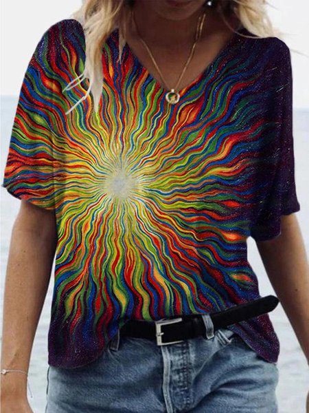 Abstract Sun Painting T-shirt Short Sleeve Casual T-shirt, Multicolor, T-Shirts
Abstract Sun Painting T-shirt Short Sleeve Casual T-shirt, Multicolor, T-Shirts