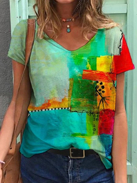 Abstract Painting Print T-shirt Casual Short Sleeve Shift T-shirt, Green, T-Shirts
Abstract Painting Print T-shirt Casual Short Sleeve Shift T-shirt, Green, T-Shirts
