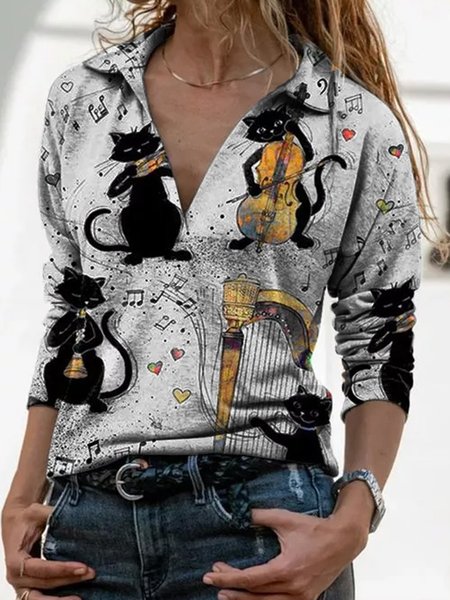 New Women Fashion Plus Size Vintage Cat Long Sleeve Holiday Casual Tops, Gray, Tops
New Women Fashion Plus Size Vintage Cat Long Sleeve Holiday Casual Tops, Gray, Tops