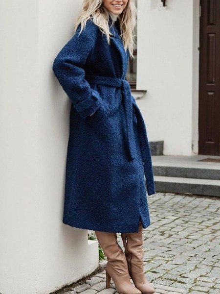 Elegant Vintage Lace-Up Long Sleeve Fleece Coat, Sapphire blue, Trench Coats
Elegant Vintage Lace-Up Long Sleeve Fleece Coat, Sapphire blue, Trench Coats