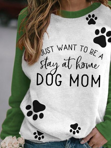 Long Sleeve Crew Neck Animal Casual Shirts & Tops, Green, Hoodies & Sweatshirts