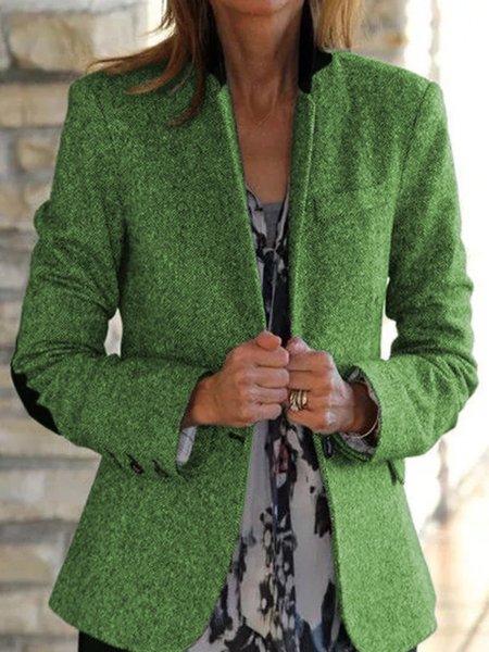 Long Sleeve Cotton Jacket, As picture, Blazers