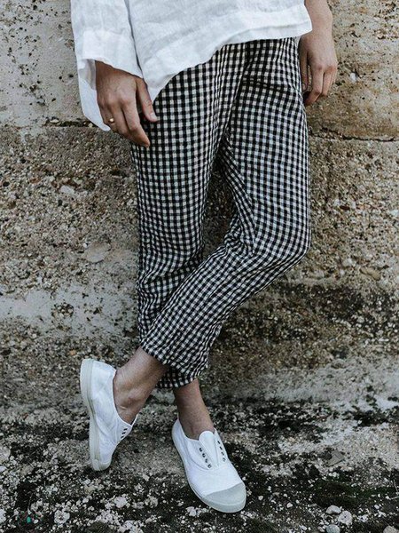 Linen black and white plaid pants, Pants
Linen black and white plaid pants, Pants