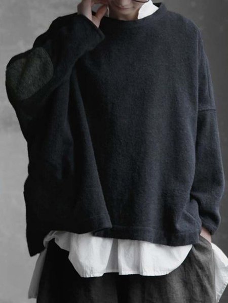 Solid Simple Sweater, Black, Sweaters