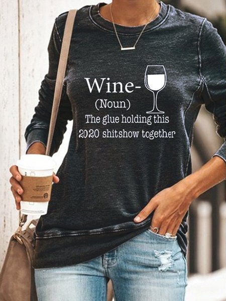 Wine Glass Letter Print Round Neck Slim Sweatshirt, Black, Hoodies&Sweatshirts
Wine Glass Letter Print Round Neck Slim Sweatshirt, Black, Hoodies&Sweatshirts