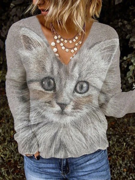 Plus Size V Neck Animal Cotton-Blend Long Sleeve Shirts & Tops, Multicolor, Blouses & Shirts
Plus Size V Neck Animal Cotton-Blend Long Sleeve Shirts & Tops, Multicolor, Blouses & Shirts