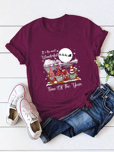 It's The Most Wonderful Time Of The Year Four Santas Graphic Tee, Wine red, T-shirts